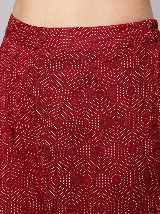 AKS Floral Printed Regular Pure Cotton A Line Kurta with Palazzos