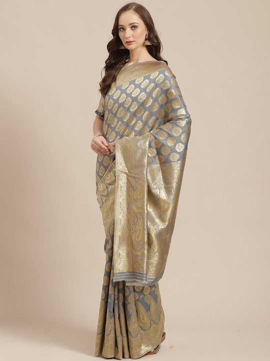 Saree mall Ethinic Motifs Woven Design Zari Banarasi Sarees