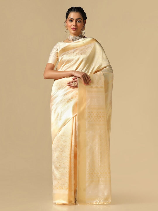 Satrani Ethnic Motif Woven Design Zari Banarasi Saree