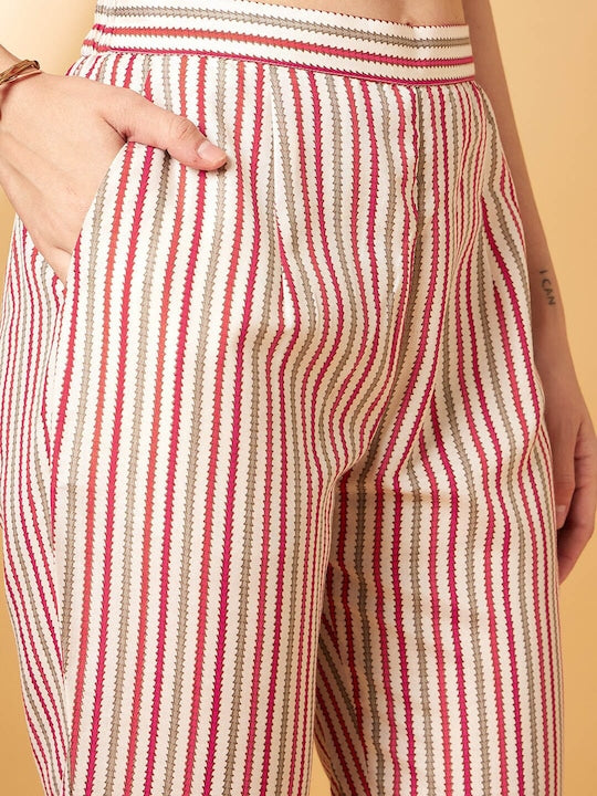 All about you Floral Embroidered V-Neck Straight Kurta With Trousers & Dupatta