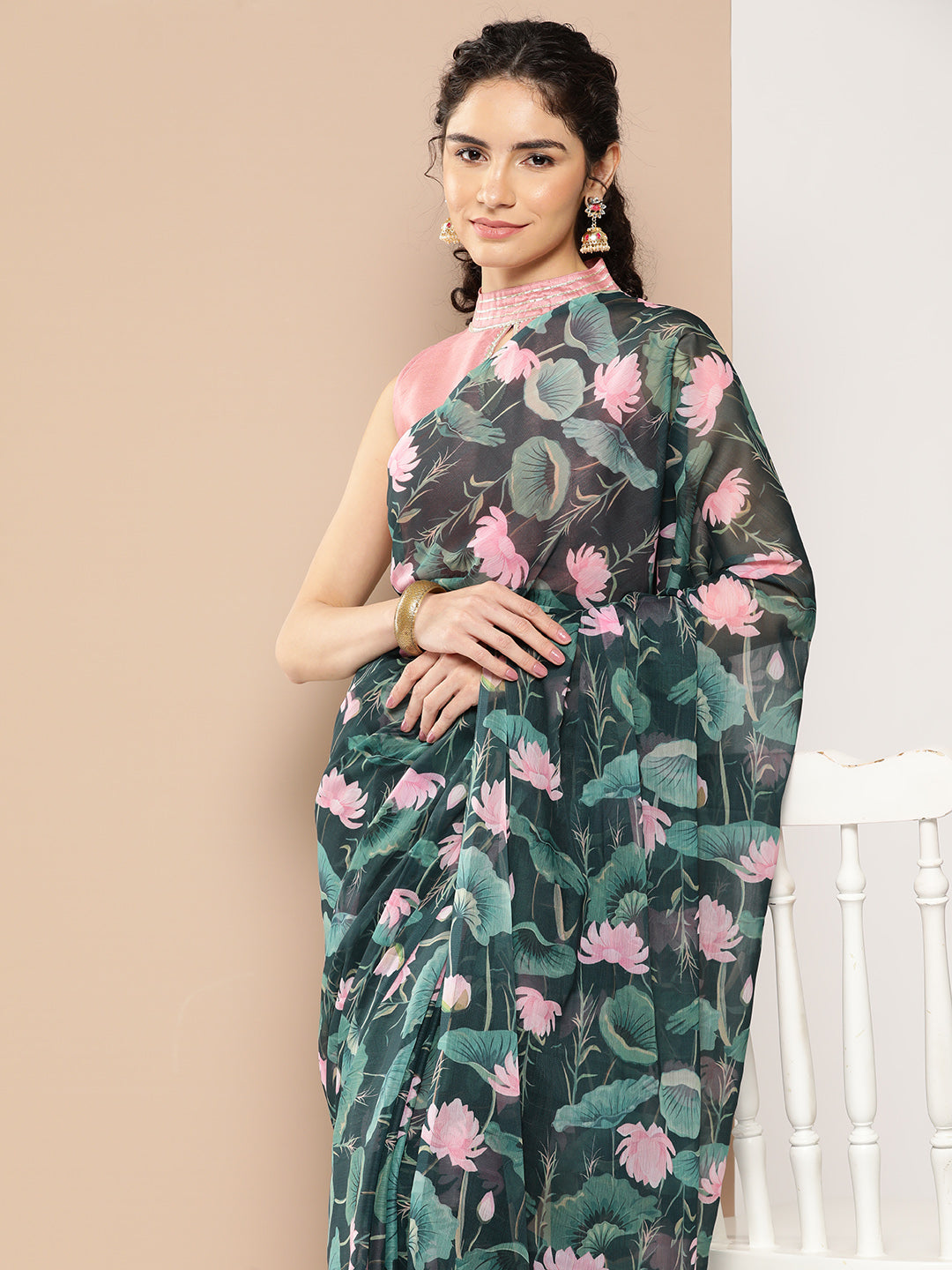 Ahalyaa Floral Poly Chiffon Saree