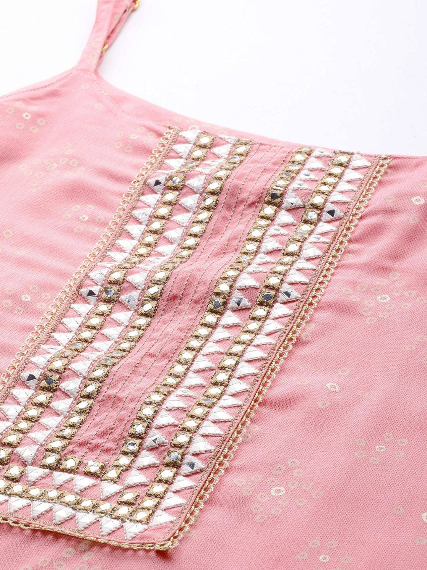 ISHIN Women's Pink Ethnic Motifs Printed Rayon Straight Kurta