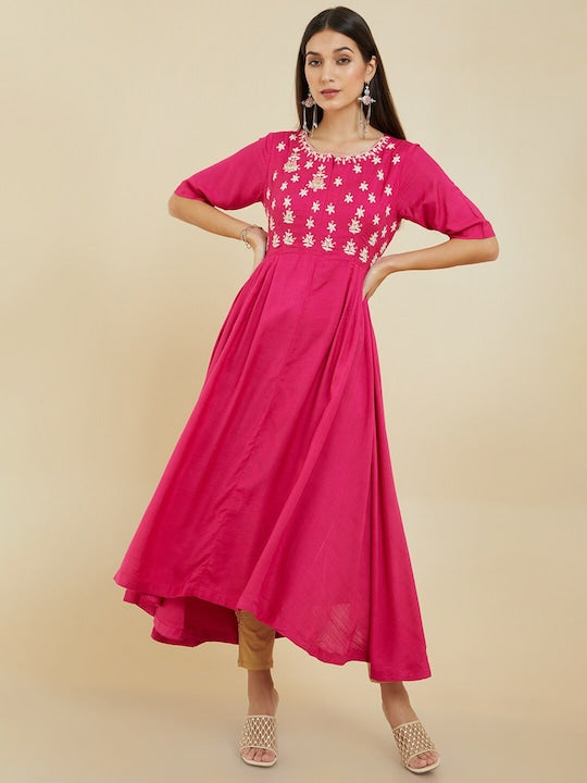 Soch Floral Yoke Design Thread Work Anarkali Kurta