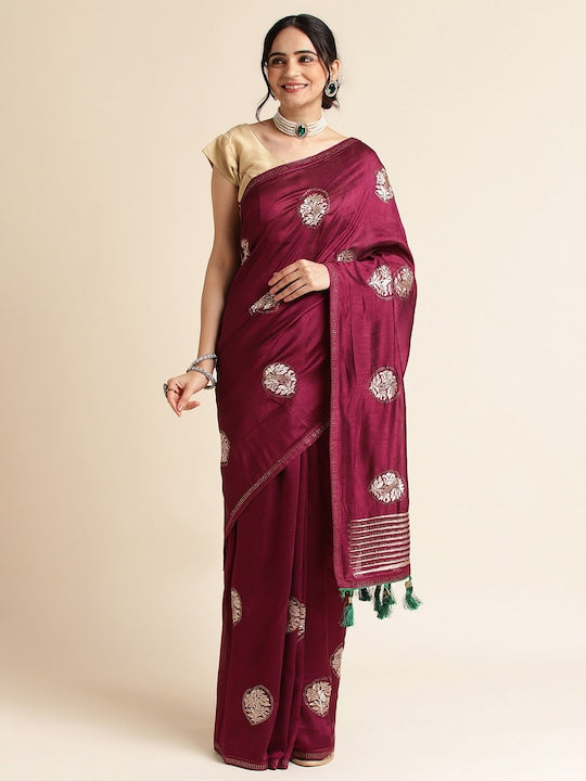 Fabmora Ethnic Motifs Embroidered Saree