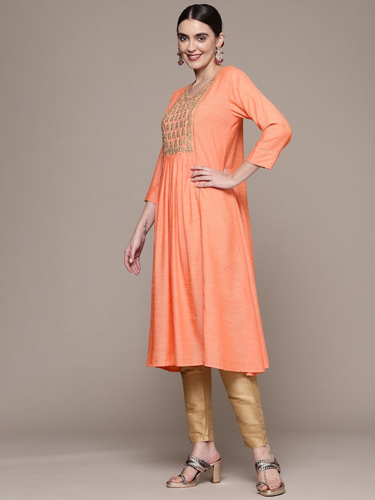 Anubhutee Women Ethnic Motifs Yoke Design Gotta Patti Kurta