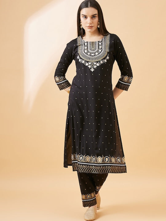 All about you Ethnic Motifs Yoke Design Regular Kurta with Trousers
