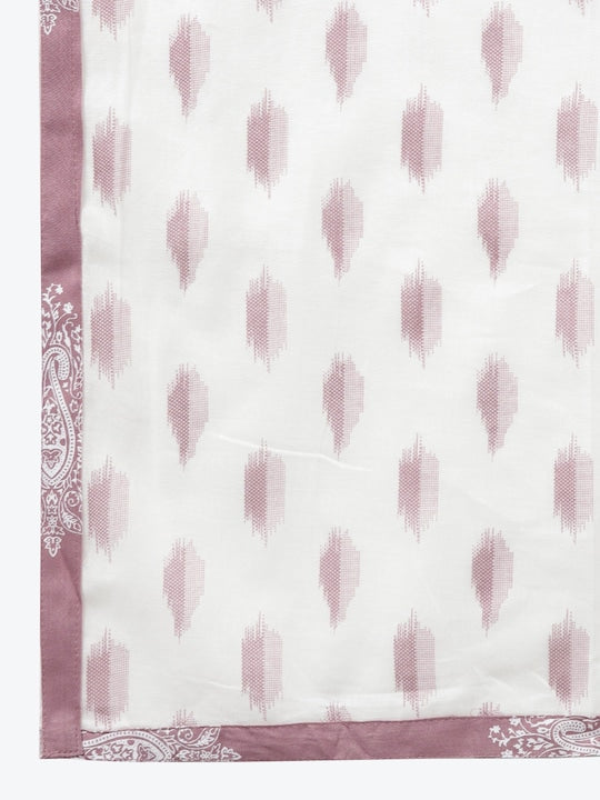 Yufta Women Mauve Ethnic Motifs Printed Regular Kurta with Palazzos & With Dupatta