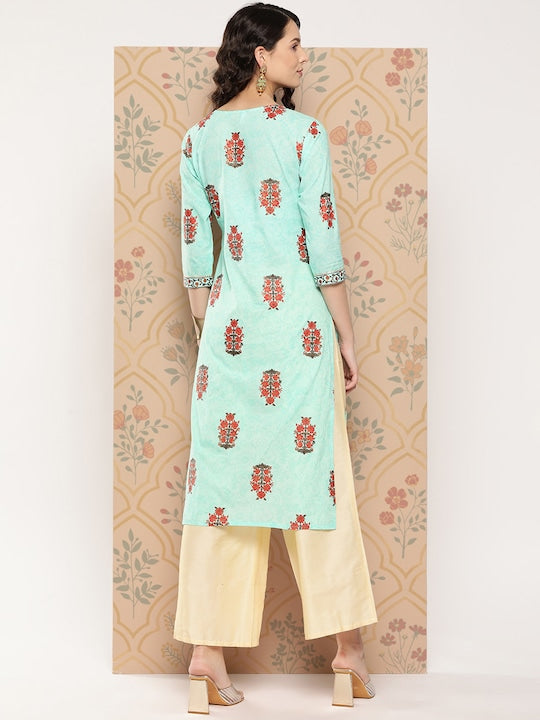 Yufta Women Floral Printed Straight Kurta