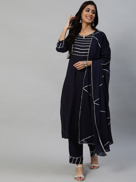 Anubhutee Yoke Design Gotta Patti Kurta with Trousers & With Dupatta