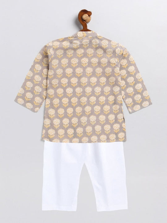 Vastramay Sishu Boys Floral Printed Regular Kurta With Pyjamas