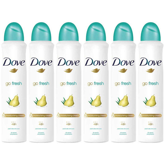6 Pack Go Fresh Pear & Aloe Antiperspirant Deodorant Spray, 5.07 Ounce Each Compatible with Dove Go Fresh Pear & Aloe Antiperspirant Deodorant 150ml