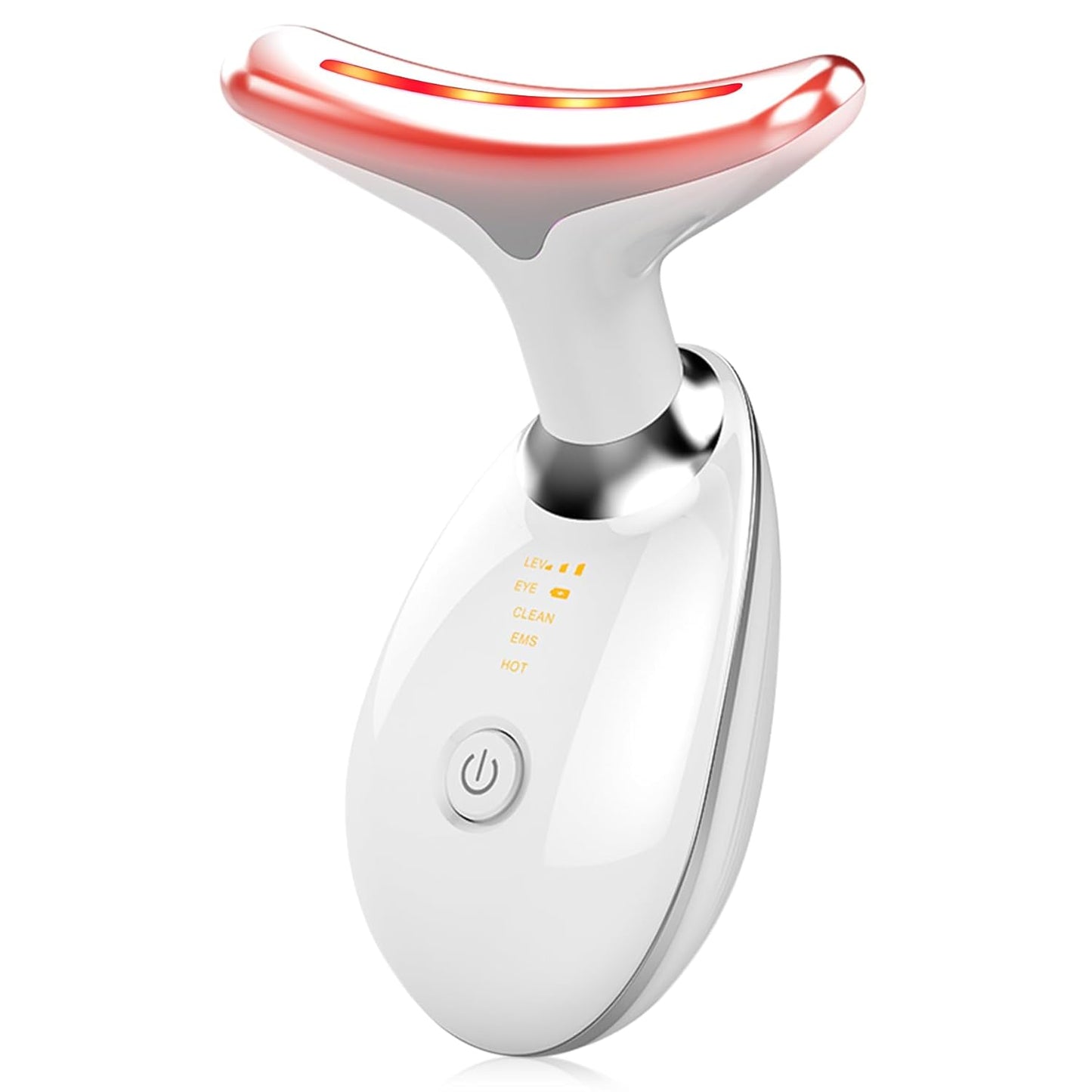 Red Light Therapy for Face, 7 Color LED Face Skin Rejuvenation for Face & Neck Beauty Device, Deplux Neck Tightening Device, Glossy White