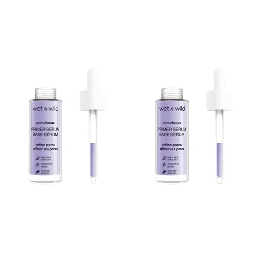 Wet n Wild Prime Focus Pore Minimizing Facial Serum Primer Makeup Extending | Reduces Pores | Improves Skin Texture | Exfoliates | Retinol Alternative, Hydrating (Pack of 2)