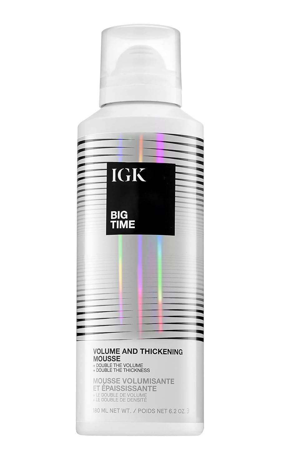 IGK BIG TIME Volume & Thickening Mousse | Moveable + Fullness + Frizz Control | Vegan + Cruelty Free | 6.2 Oz