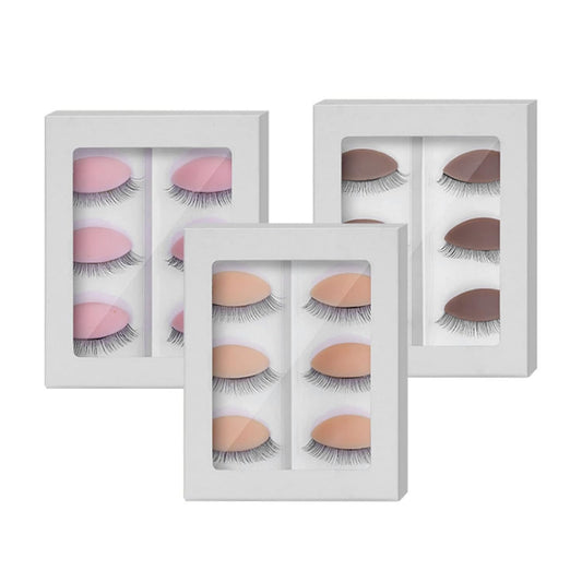 9 Pairs Replacement Eyelids for Mannequin Head Practice Removable Eyelids with Double Layer Eyelashes