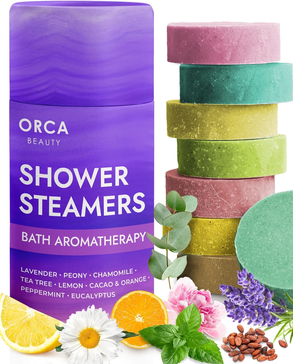 Shower Steamers (8 Scents) Includes Eucalyptus Shower Bomb, Shower Steamers Aromatherapy Spa Gifts Shower Tablets, Shower Bombs Aromatherapy, Relaxation Gifts for Women, Shower Steamer for Women & Men