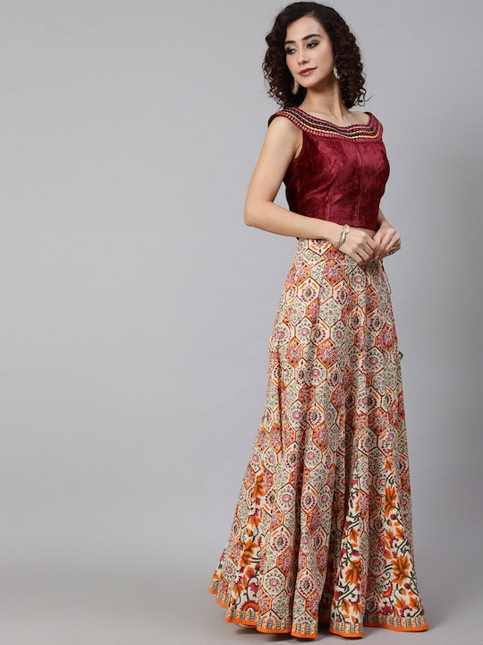 AKS Embroidered Ready To Wear Lehenga & Blouse With Dupatta