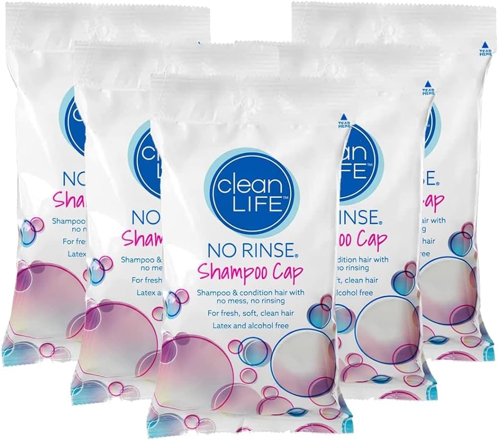 No-Rinse Shampoo Cap by Cleanlife Products, Shampoo and Condition Hair with no Water or Rinsing - Microwaveable, Latex-Free and Alcohol-Free (Pack of 5)