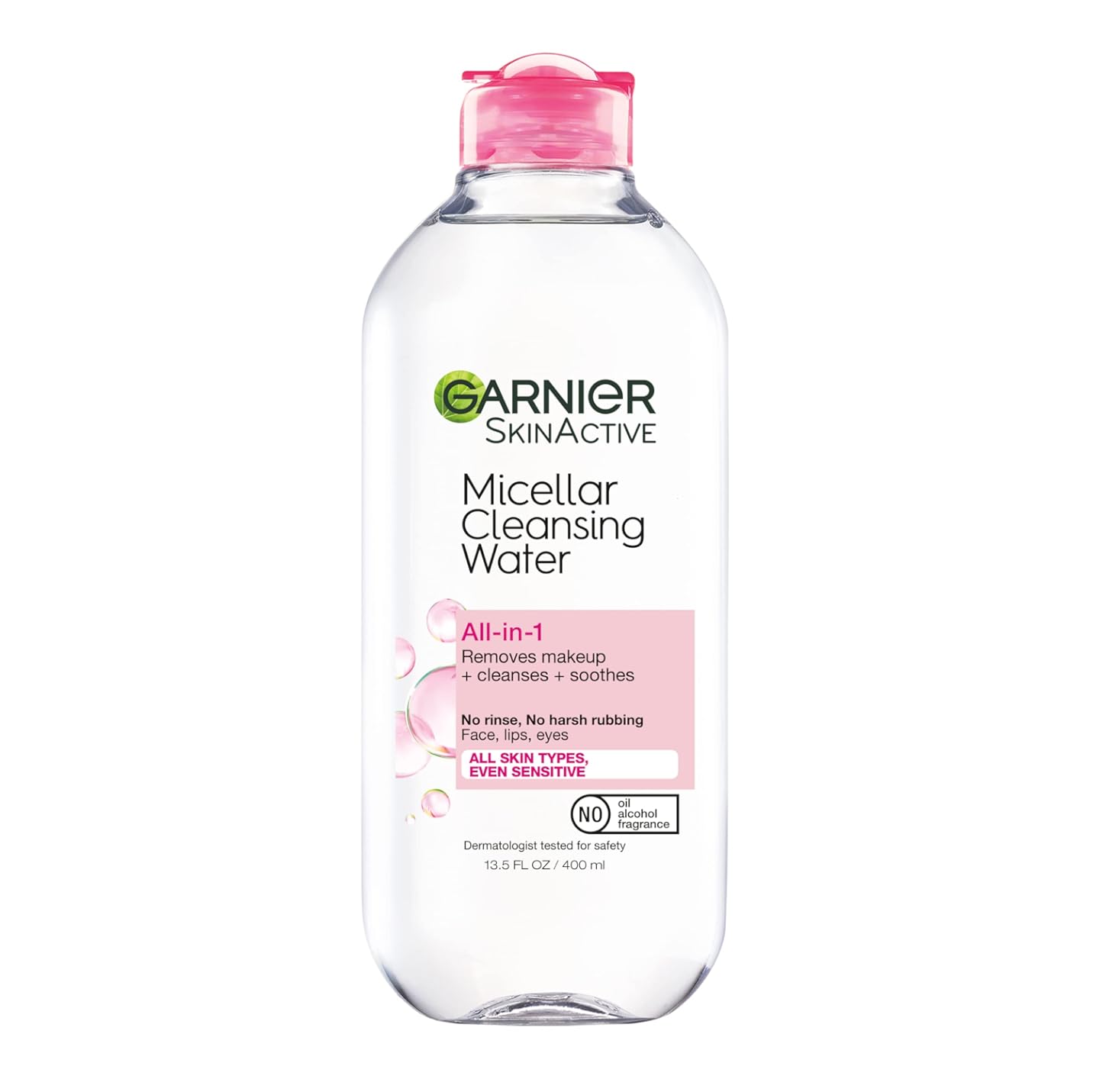 Garnier SkinActive Micellar Water for All Skin Types, Facial Cleanser & Makeup Remover, 13.5 Fl Oz (400mL), 1 Count (Packaging May Vary)