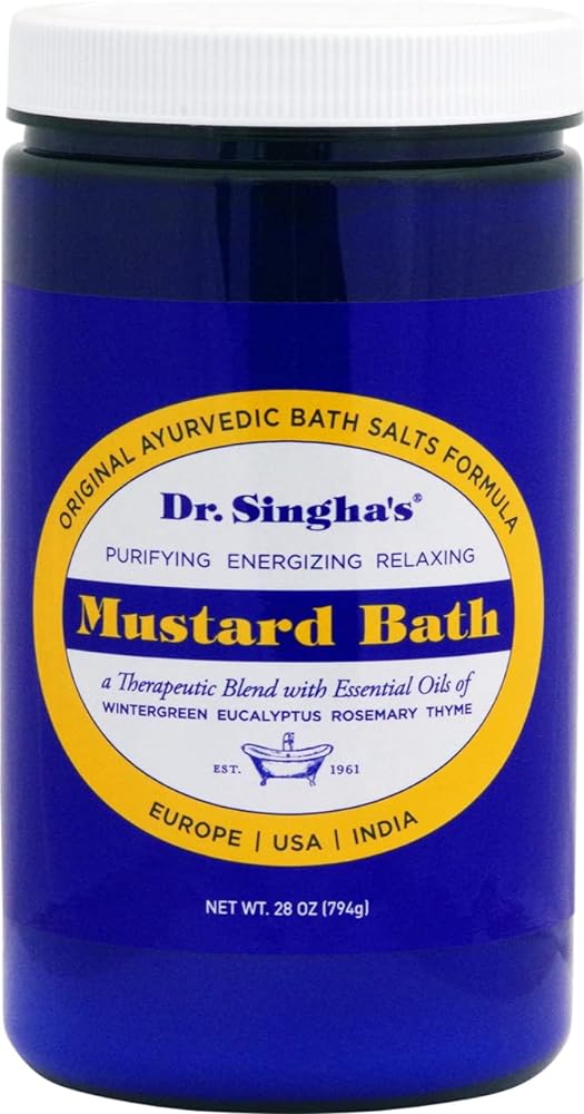 Dr. Singha's Mustard Bath Salts, Therapeutic Bath Detox, 28 Ounce - Relaxing Bath Soak for Sore Muscles, Restless Nights, Aches, Stress & Tension