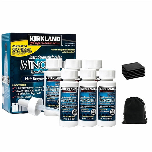 5% Minoxidil Topical Solution for Men - 6 Month Supply (6 x 2 Fl Oz), Hair Regrowth Treatment with Dropper, Cleaning Cloths & Travel Pouch