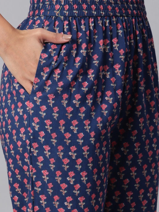 Readiprint Fashions Women Floral Printed Gotta Patti Cotton Kurta with Trousers & Dupatta