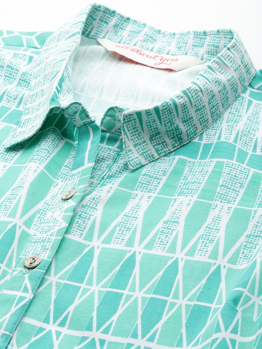 All about you Printed Midi Shirt Dress with Belt