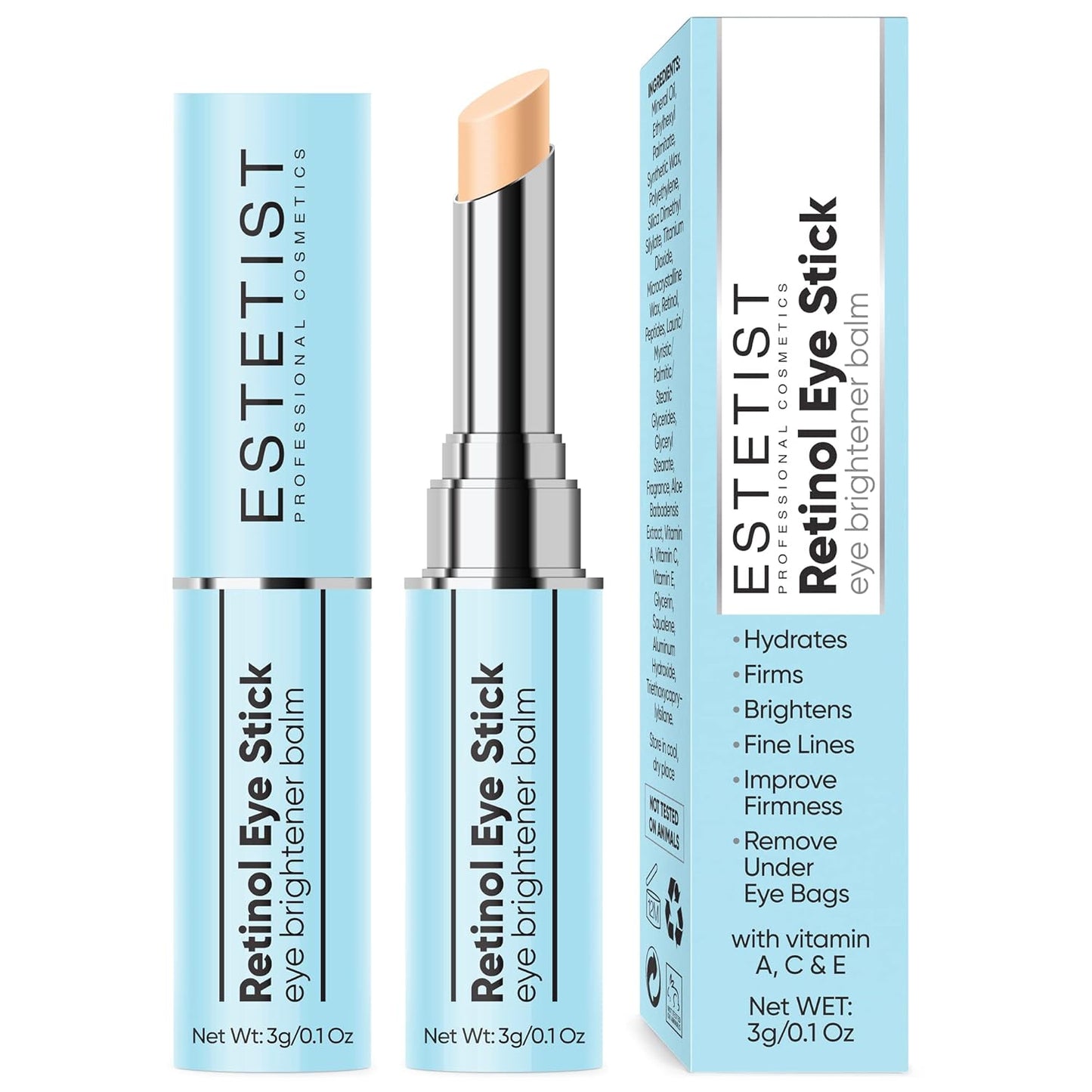 Retinol Eye Stick Brightener Balm Dark Circles Treatment Prevent Fine Lines Improves Under Eye Area Firmness Hydrates Smoothes Wrinkles Anti-Aging Eye Cream For Puffiness & Bags Brightening Eye Cream