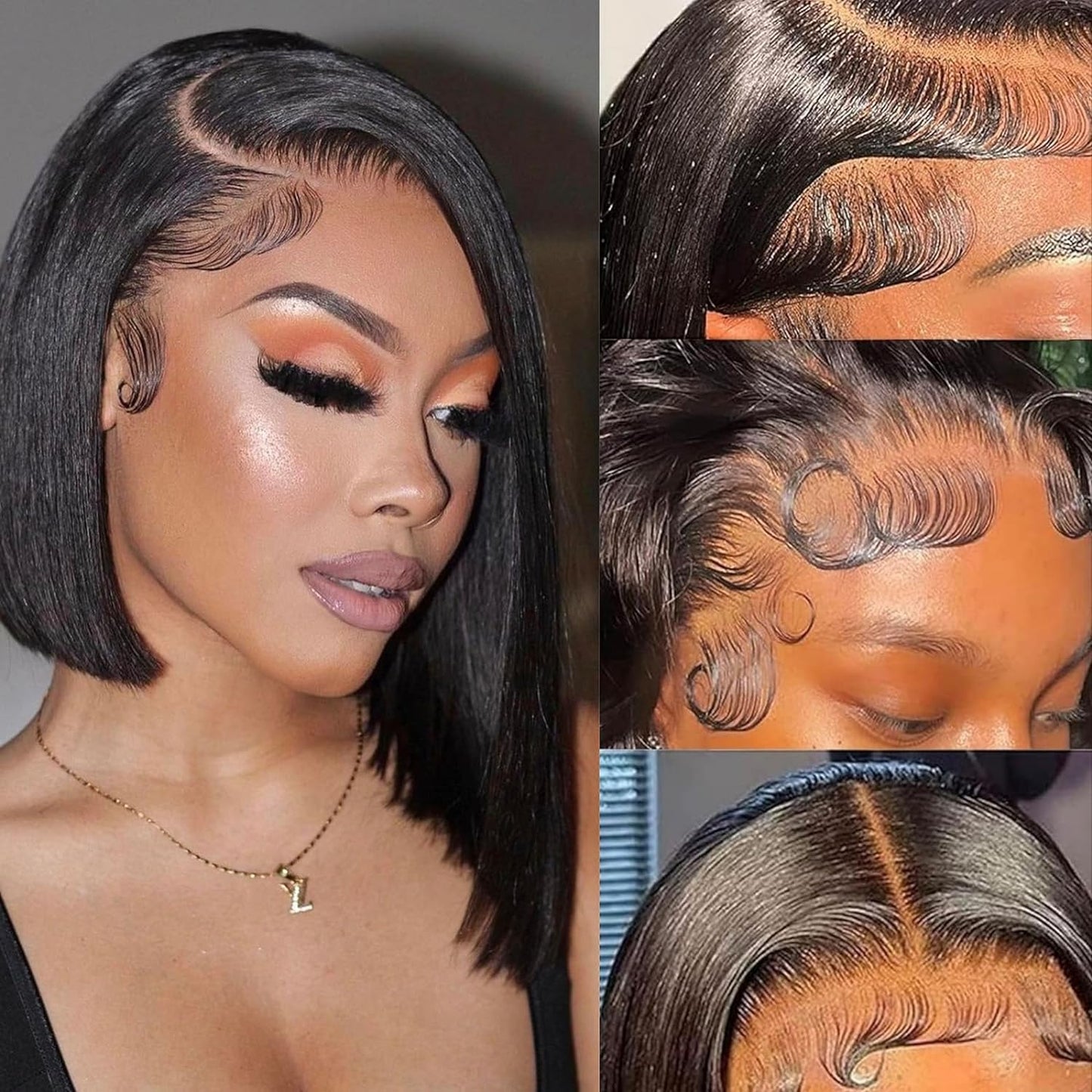 Duchess Bob Wig Human Hair 13x4 HD Transparent Lace Front Wigs 180% Density Frontal Lace Wigs Human Hair Straight Bob Lace Frontal Wigs Pre Plucked with Baby Hair 12inch