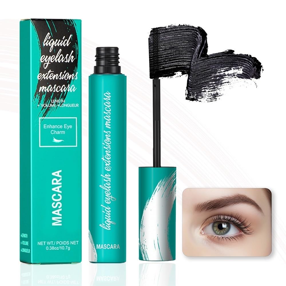 Liquid Lash Extension Mascara,Natural Lengthening Extensions Mascara, Natural No Clumping,Waterproof and Sweatproof,Smudging Lasting All Day (Color : Black)
