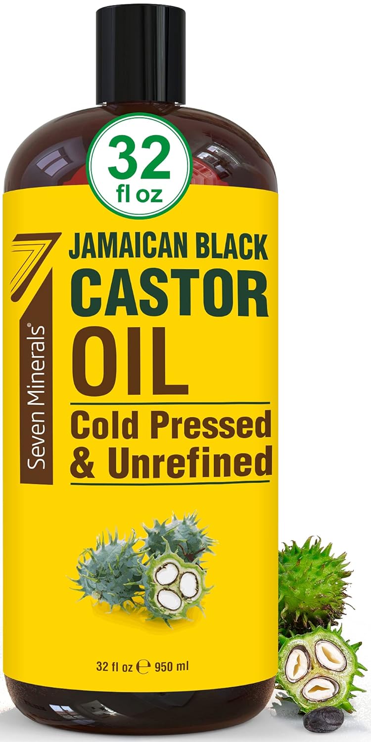 Pure Jamaican Black Castor Oil - Big 32 fl oz Bottle - Unrefined & Hexane Free - 100% Pure Jamaican Black Castor Oil for Hair Growth, Thicker Eyelashes & Eyebrows, Dry Skin, Healing, Hair Care