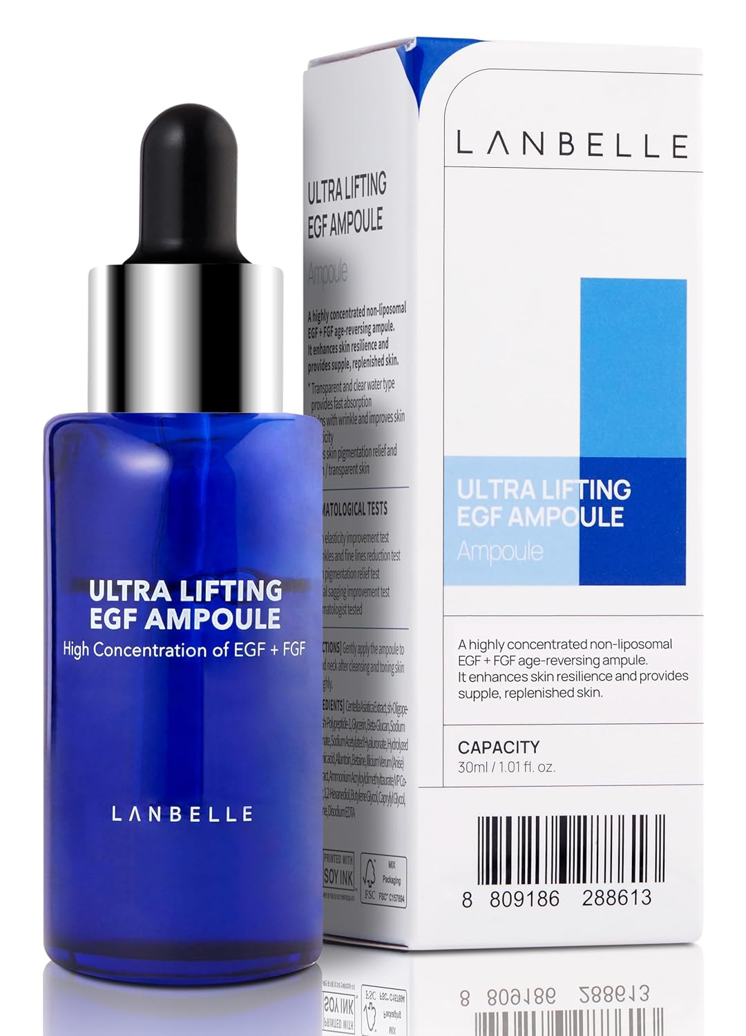 LANBELLE Ultra Lifting EGF FGF Serum 10 ppm Face Korean Serum Mature Skin Improves Skin Balance Elasticity - Reduce Fine Lines Blemish Spots Deep Nourishing Moisturizing Revitalizing