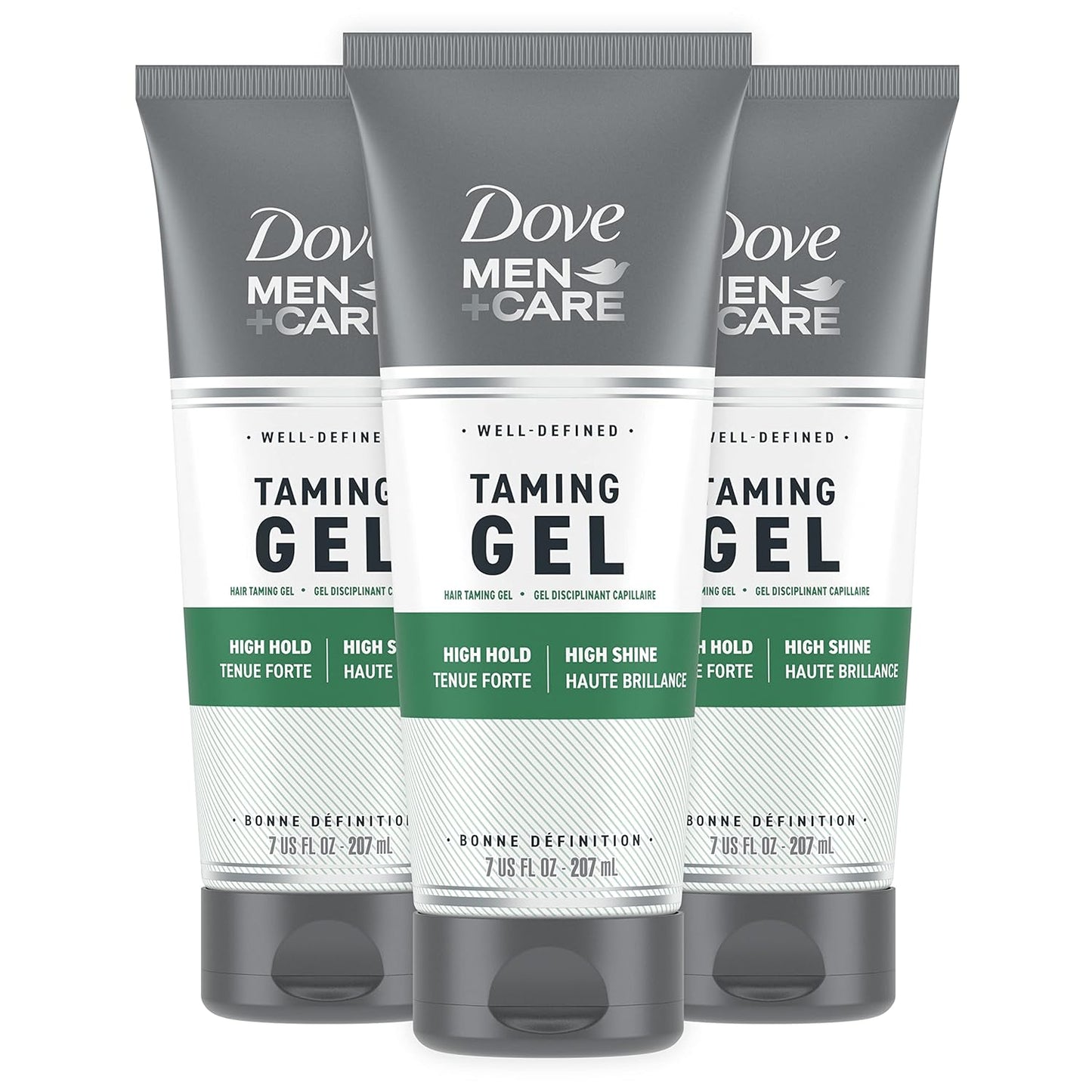DOVE MEN + CARE Styling Gel for a Strong Hold Hair Taming Gel Hair Styling Product for Thicker and Healthier Looking Hair, 7 Fl oZ (Pack of 3)