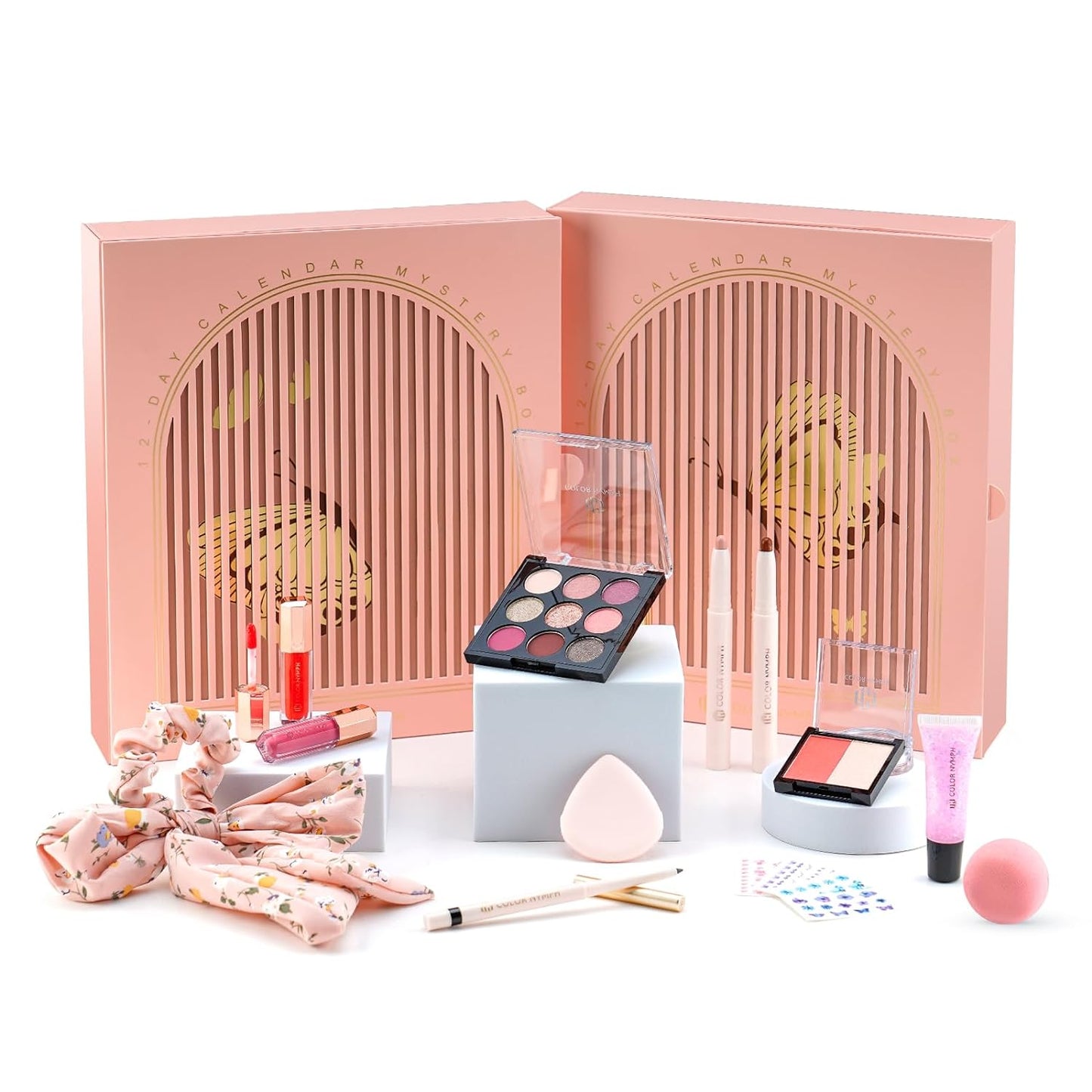 Color Nymph Makeup Advent Calendar 2024, 12 Days Advent Calendar New Year Valentine's Day Makeup Gift Sets Beauty Cosmetic Full Starter Kit For Teens Girls Surprise Gift (Pink)