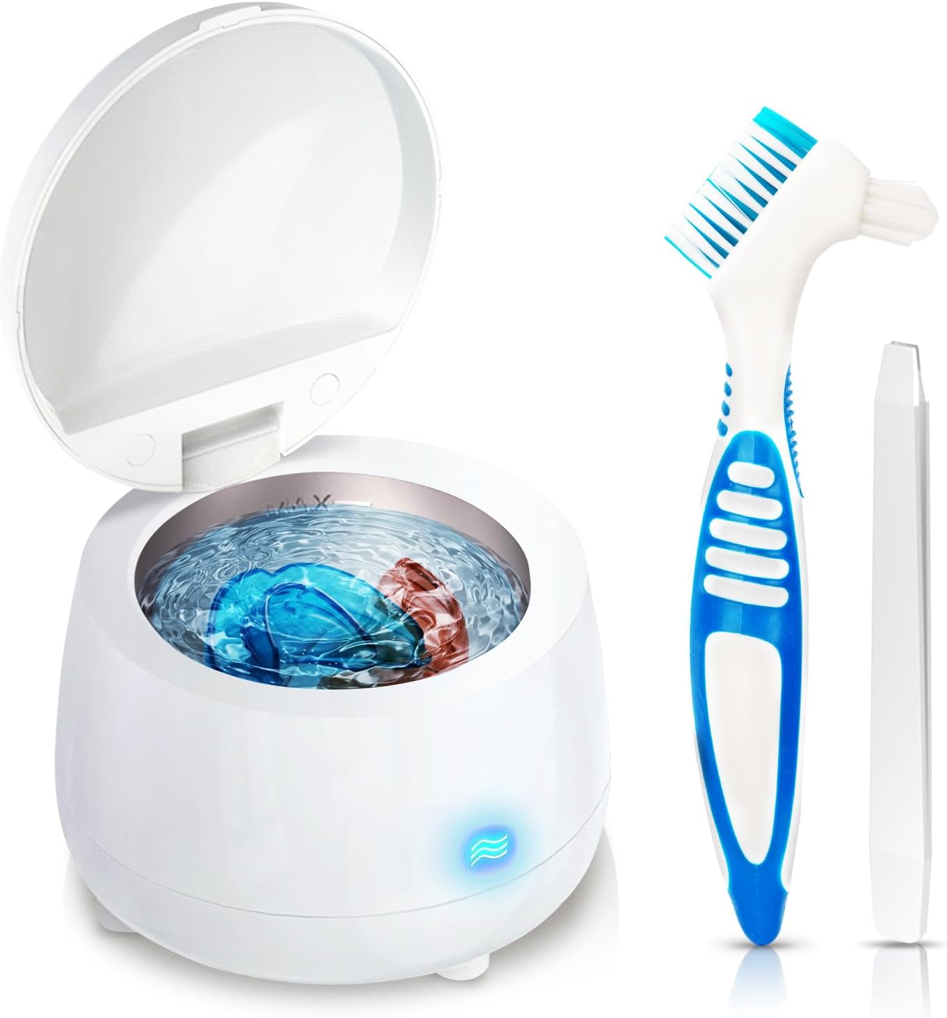 Ultrasonic Cleaner Retainer Cleaning Machine - 43kHz Portable Ultra Sonic Cleaner Dental - Professional Cleaning Mouth Guard, Aligner, Denture, Toothbrush Head, Jewelry for Home or Travel (Standard)