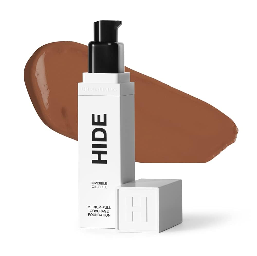 HIDE PREMIUM Liquid Foundation, SEE SHADE FINDER Below For Perfect Match, Multi-Use Waterproof Foundation, Medium/Full Coverage Foundation, Oil Free Ð We Have a Shade For All Skin Types, 1 fl. Oz. (Henna).