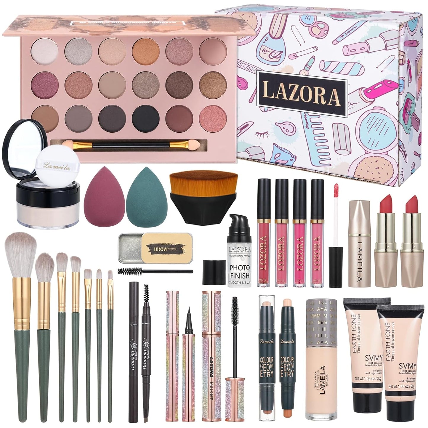 Makeup Kit for Women All in One Makeup Sets Makeup Kit for Women Full Kit Teens Makeup Essential Bundle Include 18 Color Eyeshadow Palette Set