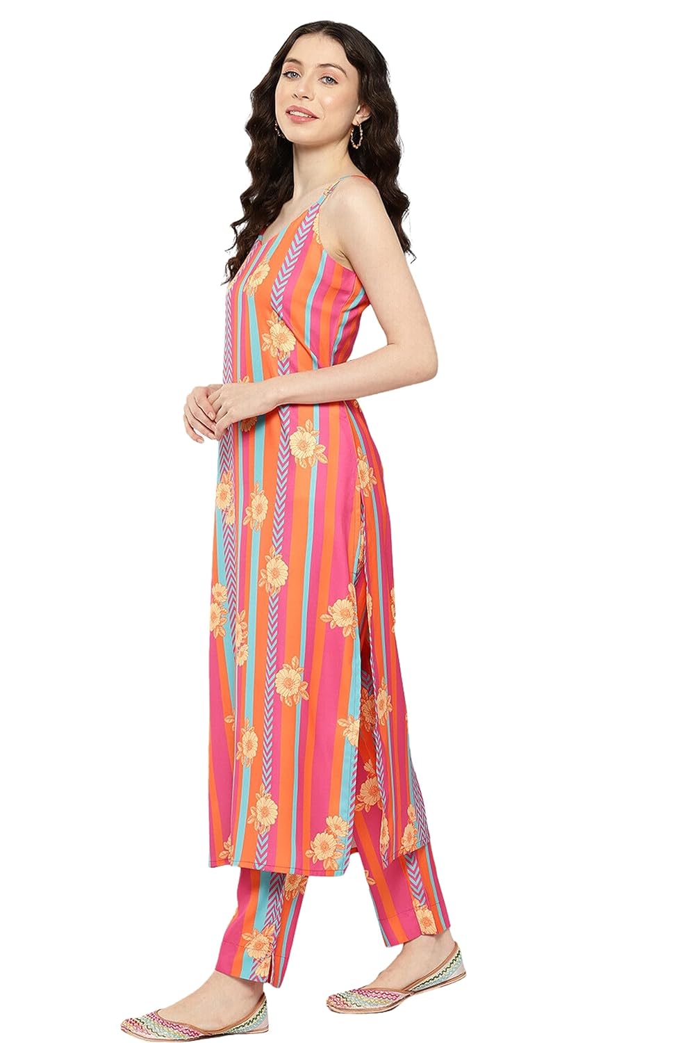 Janasya Women's Pink Moss Digital Printed Kurta with Pant and Dupatta