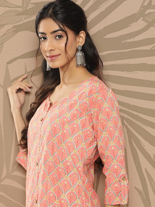 Yufta Pure Cotton Ethnic Motifs Printed Kurta