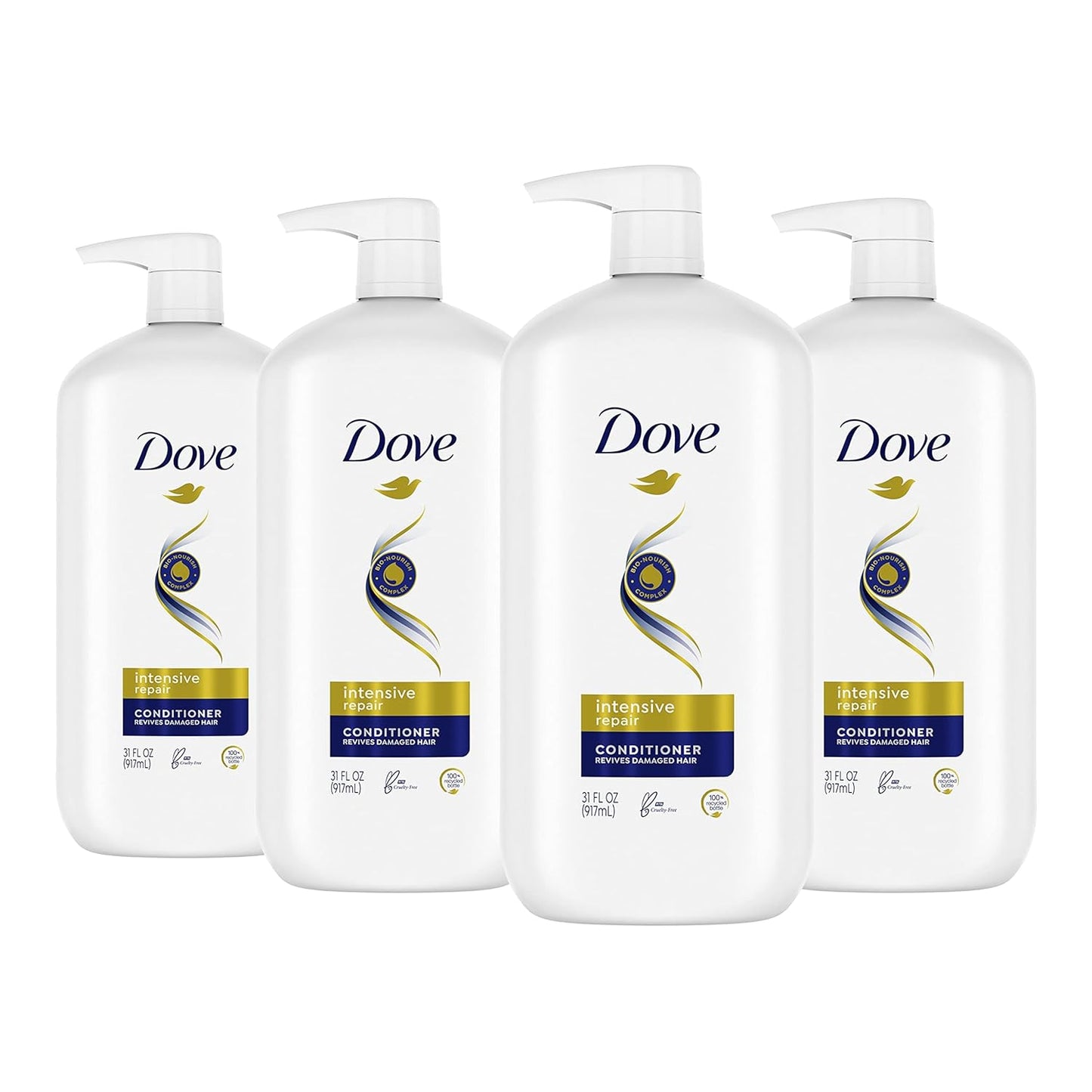 Dove Conditioner Intensive Repair w/Pump 4 count for Damaged Hair Conditioner with Bio-Restore Complex 31 oz