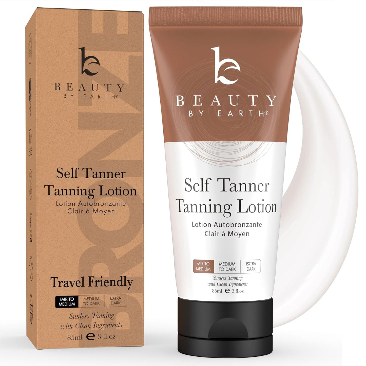 Tanning Lotion Self Tanner - With Natural & Organic Ingredients, Travel Size Self Tanning Lotion, Non Toxic Gradual Tanning Lotion, Sunless Tanning Lotion Best Seller for Women and Men, Fair to Medium