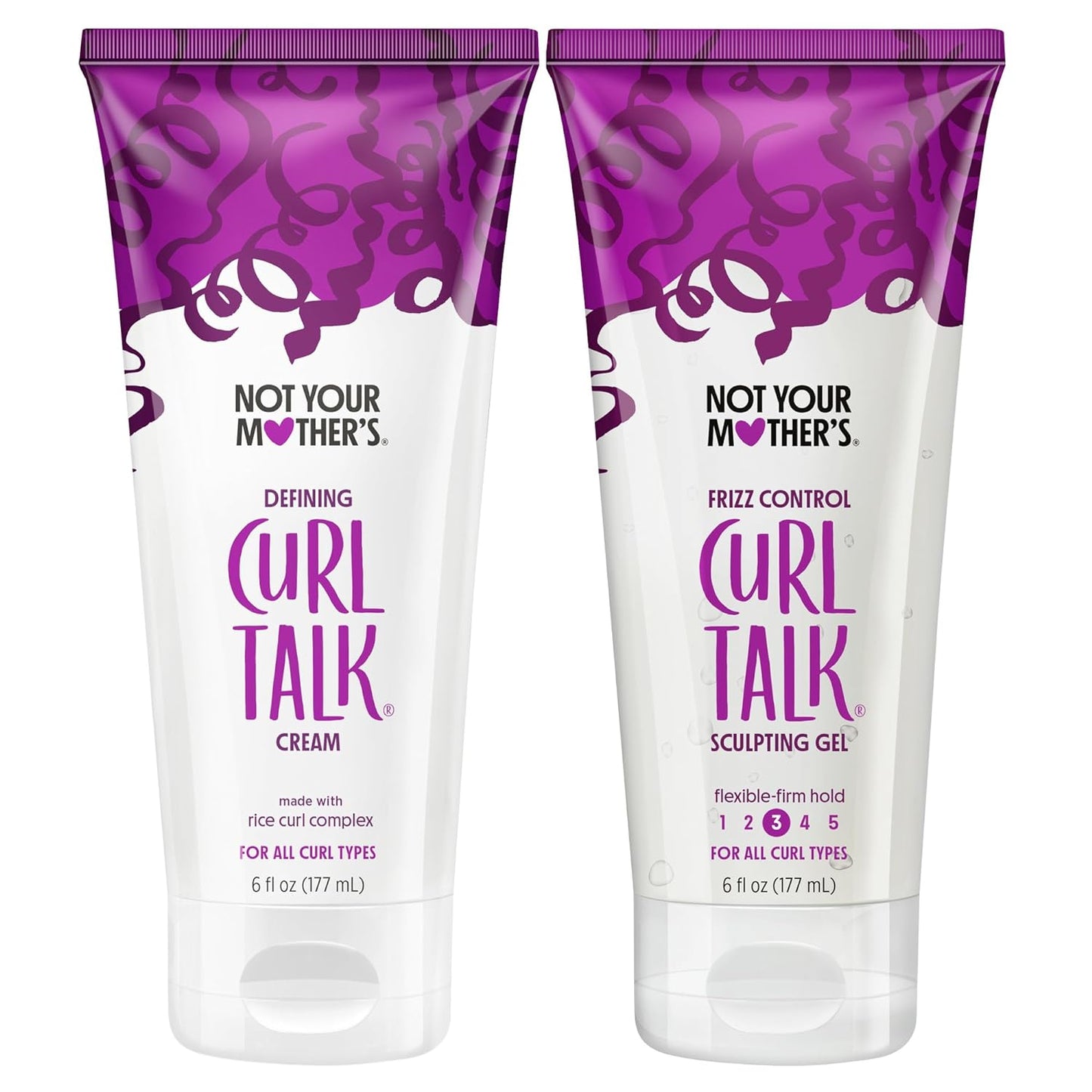 Not Your Mother's Curl Talk Frizz Control Sculpting Gel and Defining Cream (2-Pack) - 6 fl oz - Formulated with Rice Curl Complex - For All Curly Hair Types