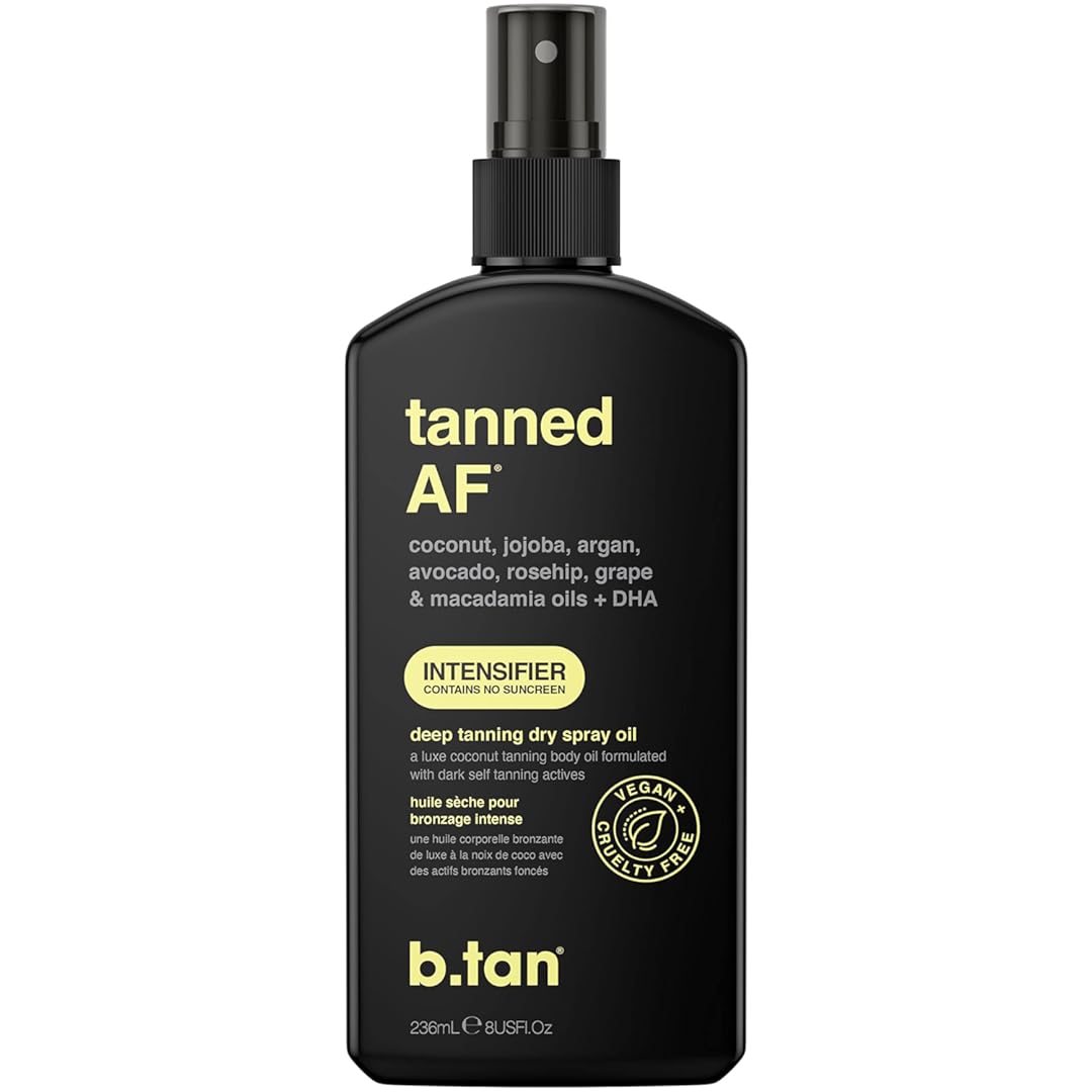 b.tan Tanning Oil Spray - Faster, Darker Tan with Moisturizing Oils, Vegan, Cruelty-Free, 8 oz