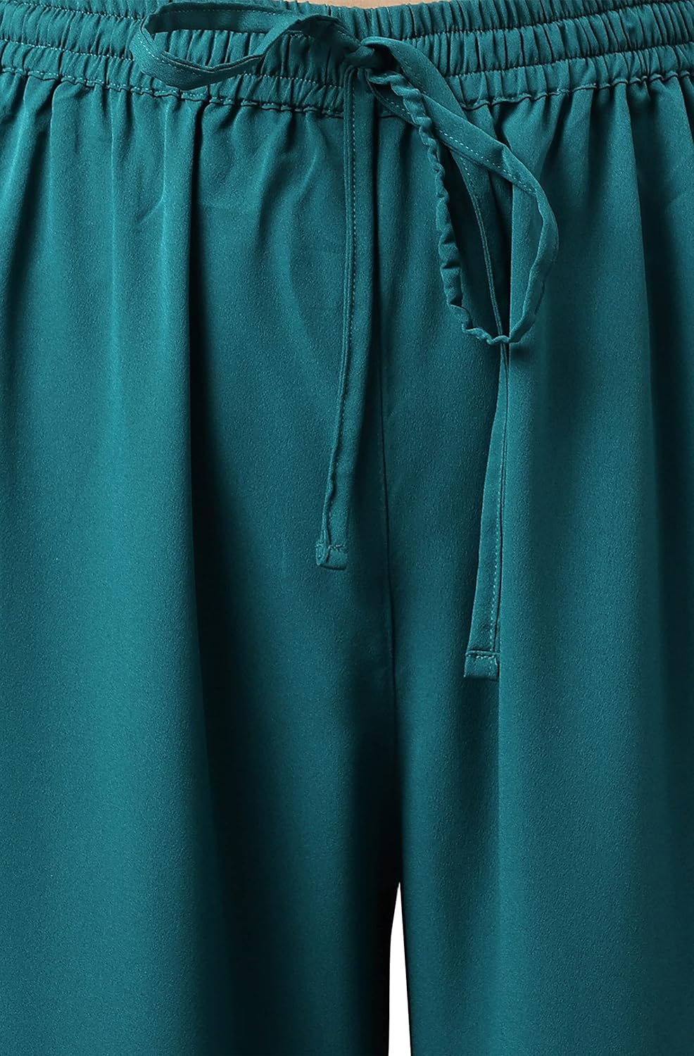 Janasya Women's Teal Green Crepe Gotta Lace Kurta with Sharara and Dupatta