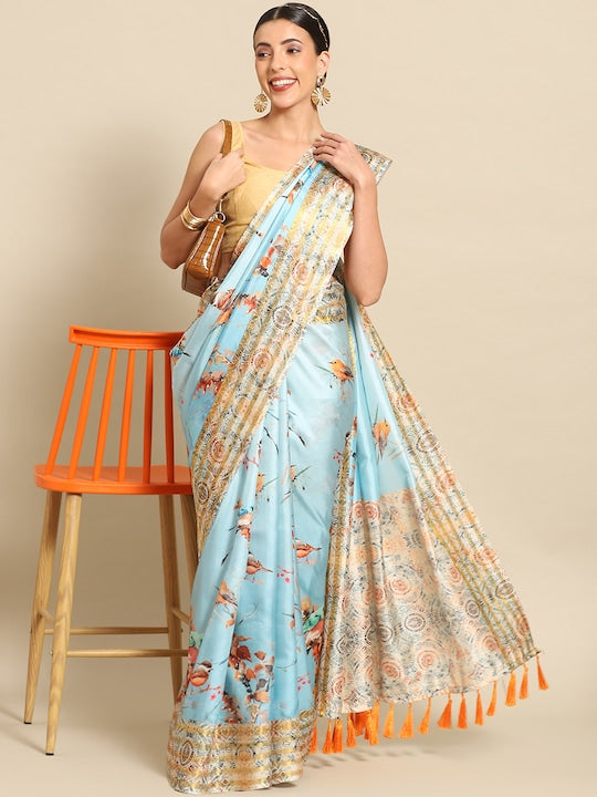Silk Land Floral Zari Banarasi Saree