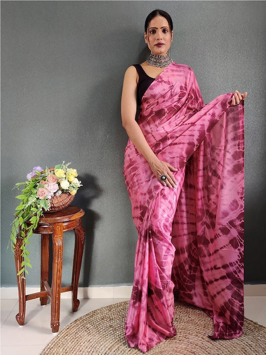 Satrani Abstact Printed Poly Chiffon Saree