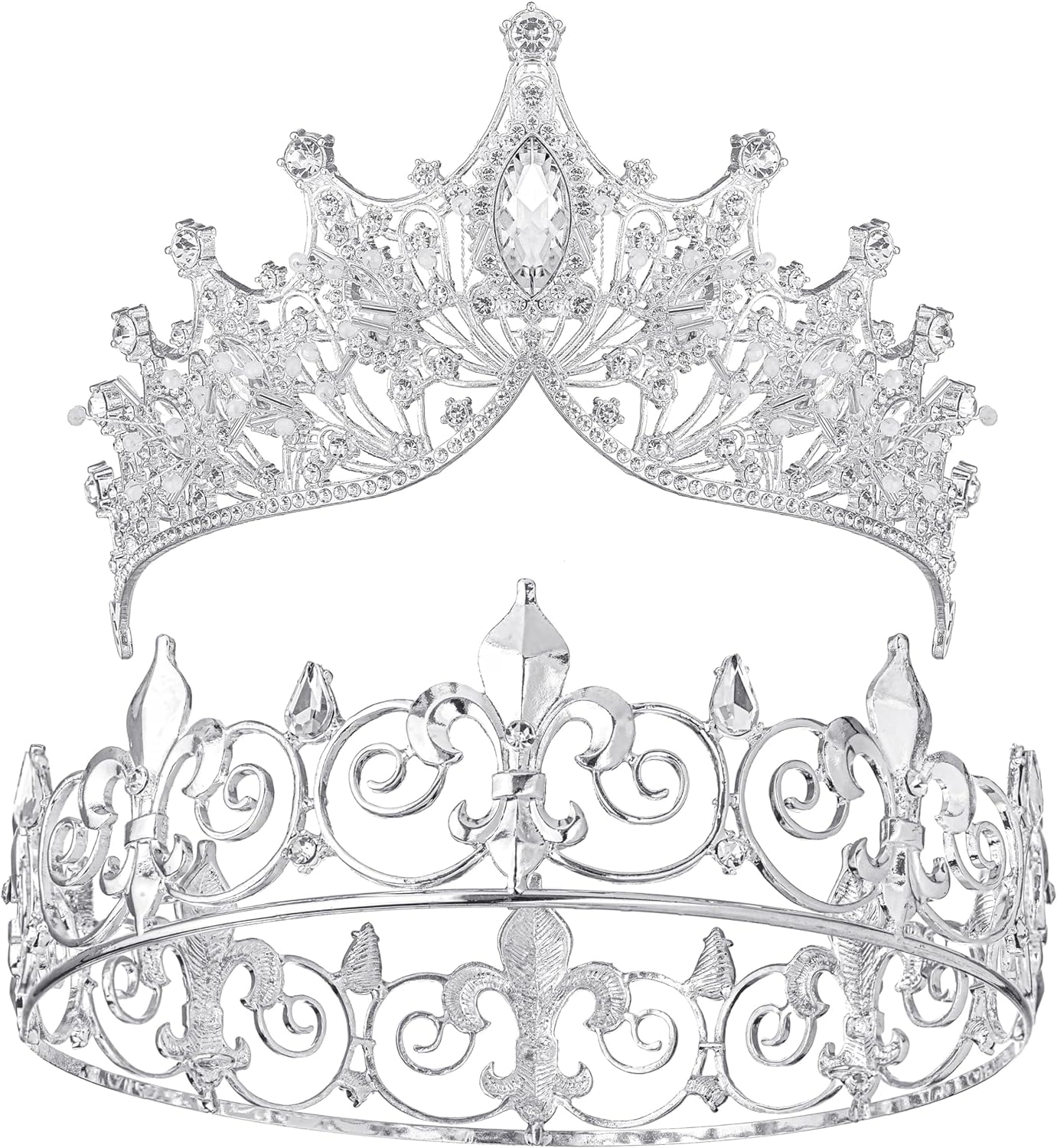 Zivyes King Crown for Men Queen Crowns for Women Adult Rhinestone Crystal Tiara Prom Birthday Gift Set Elf Elven Prince