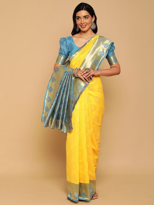 Satrani Woven Design Zari Banarasi Saree