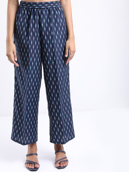 Vishudh Blue Ethnic Motifs Printed Straight Kurta with Palazzos With Dupatta