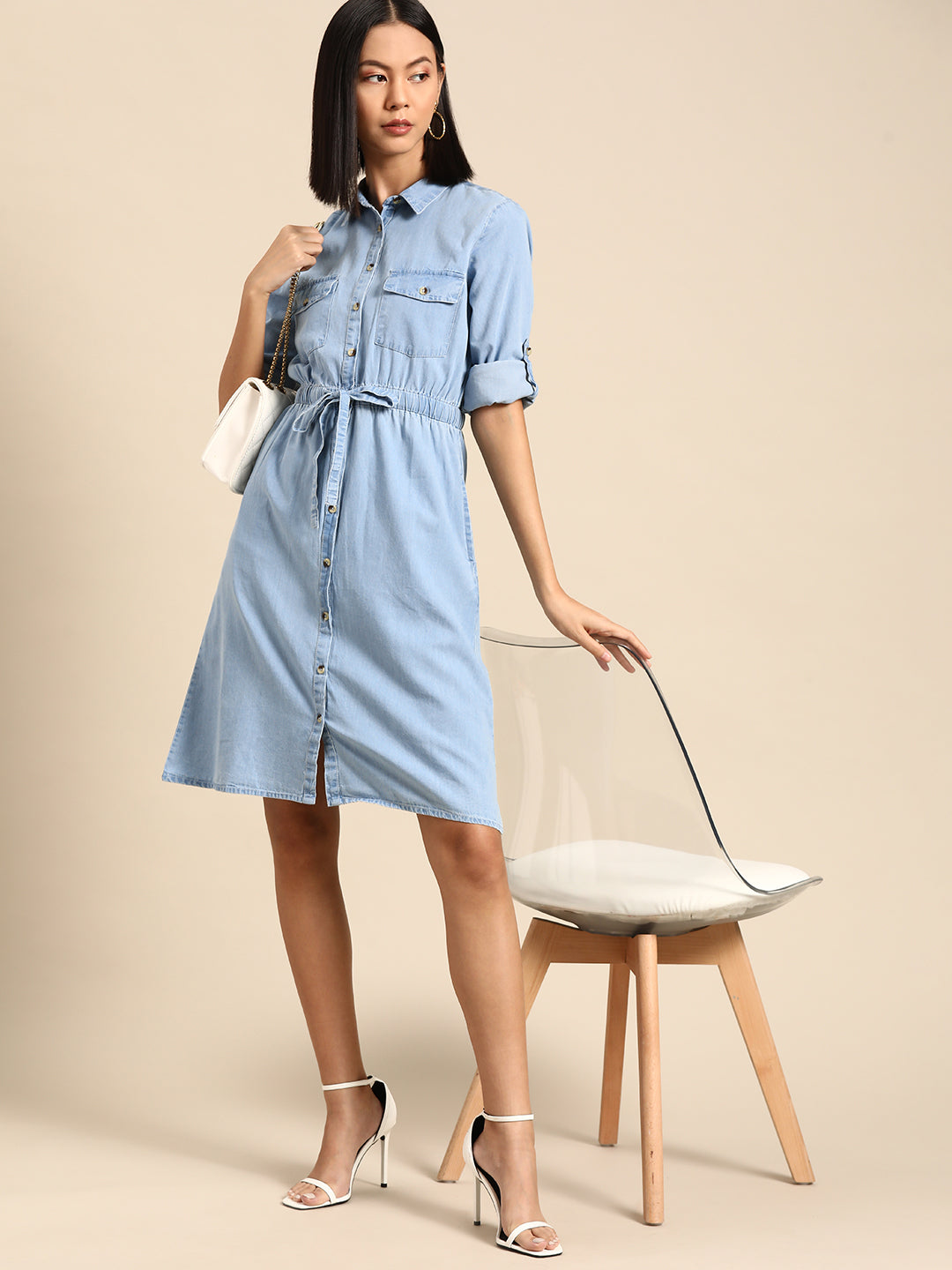 All about you Pure Cotton Chambray Shirt Mini Dress